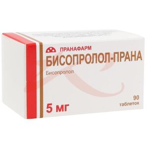 Бисопролол-прана таблетки покрытые пленочной оболочкой 5мг №90. Фото