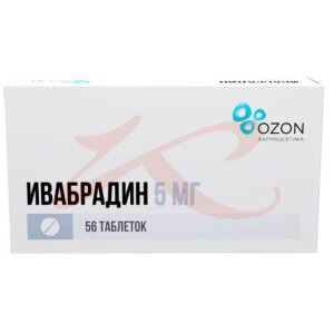 Ивабрадин таблетки покрытые пленочной оболочкой 5мг №56. Фото