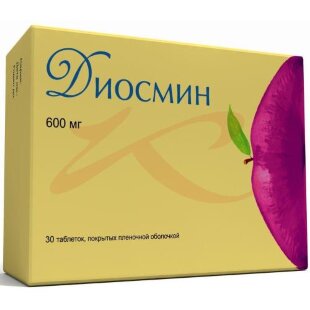 Диосмин таблетки покрытые пленочной оболочкой 600мг №30. Фото