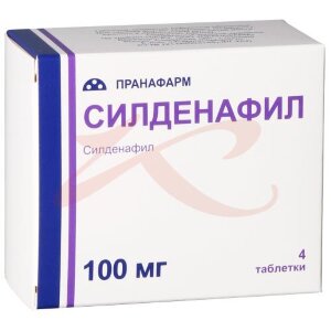 Силденафил таблетки покрытые пленочной оболочкой 100мг №4. Фото