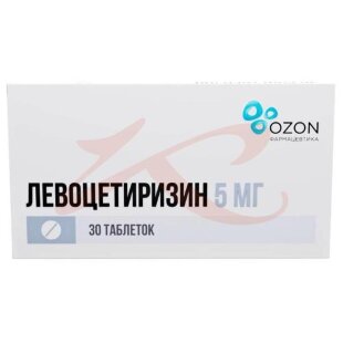 Левоцетиризин таблетки покрытые пленочной оболочкой 5мг №30. Фото