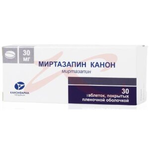 Миртазапин канон таблетки покрытые пленочной оболочкой 30мг №30. Фото