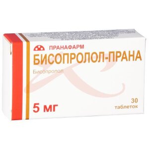 Бисопролол-прана таблетки покрытые пленочной оболочкой 5мг №30. Фото