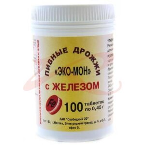 Эко-мон пивные дрожжи таблетки №100 железо. Фото