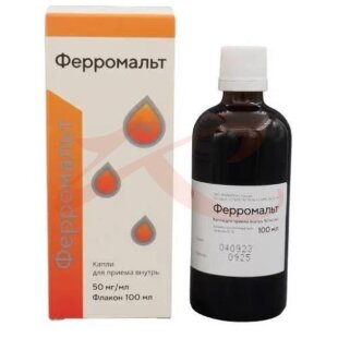 Ферромальт капли для приема внутрь 50мг/мл 100мл. Фото