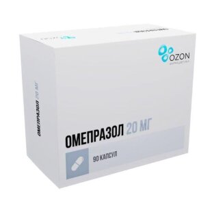 Омепразол капсулы кишечнорастворимые 20мг №90. Фото