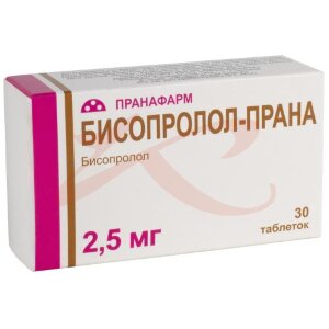 Бисопролол-прана таблетки покрытые пленочной оболочкой 2,5мг №30. Фото