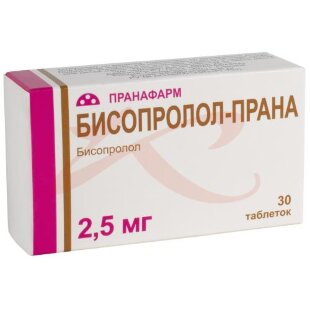 Бисопролол-прана таблетки покрытые пленочной оболочкой 2,5мг №30. Фото