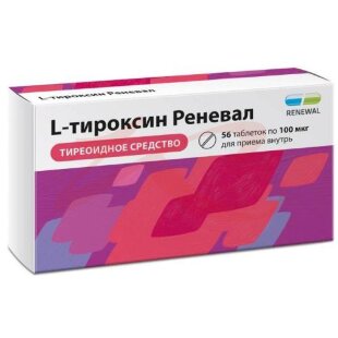L-тироксин реневал таблетки 100мкг №56. Фото