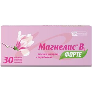 Магнелис в6 форте таблетки покрытые пленочной оболочкой 100мг + 10мг №30. Фото