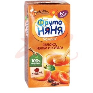 Фрутоняня 200мл. компот яблоко + изюм + курага. Фото