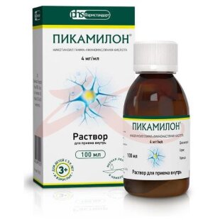 Пикамилон раствор для приема внутрь 4мг/мл 100мл /в комплекте с ложкой мерной/. Фото