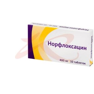 Изображение Норфлоксацин таблетки покрытые пленочной оболочкой 400мг №10 Норфлоксацин таблетки покрытые пленочной оболочкой 400мг №10. Фото