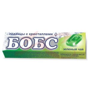 Бобс леденцовая карамель 3,5г №10 со вкусом зеленого чая с мятными кристаллами. Фото