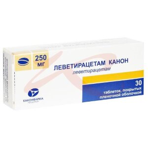 Изображение Леветирацетам канон таблетки покрытые пленочной оболочкой 250мг №30 Леветирацетам канон таблетки покрытые пленочной оболочкой 250мг №30. Фото