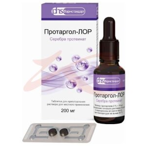 Изображение Протаргол-лор таблетки для приготовления раствора для местного применения 200мг №2 в комплекте с флаконом и крышкой-пипеткой Протаргол-лор таблетки для приготовления раствора для местного применения 200мг №2 в комплекте с флаконом и крышкой-пипеткой. Фото