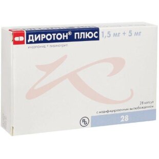 Диротон плюс капсулы с модифицированным высвобождением 1.5мг + 5мг №28. Фото
