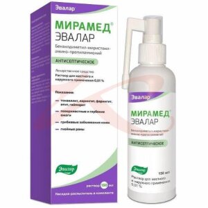 Мирамед эвалар раствор для местного и наружного применения 0,01% 150мл /в комплекте с насадкой-распылителем/. Фото