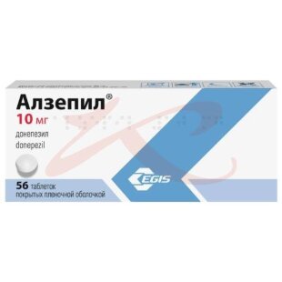 Алзепил таблетки покрытые пленочной оболочкой 10мг №56. Фото