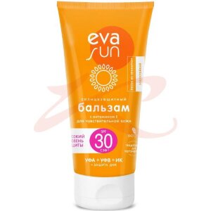 Ева сан бальзам солнцезащитный 150мл с витамином е д/чувст кожи spf30. Фото