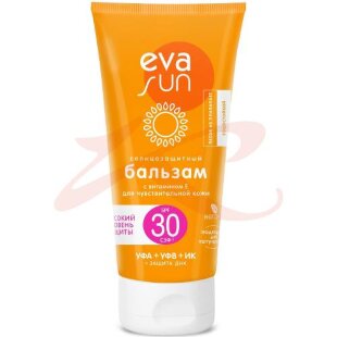 Ева сан бальзам солнцезащитный 150мл с витамином е д/чувст кожи spf30. Фото
