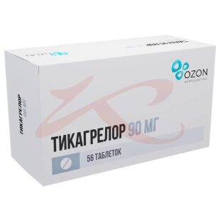 Тикагрелор таблетки покрытые пленочной оболочкой 90мг №56. Фото
