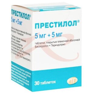 Престилол таблетки покрытые пленочной оболочкой 5мг + 5мг №30. Фото