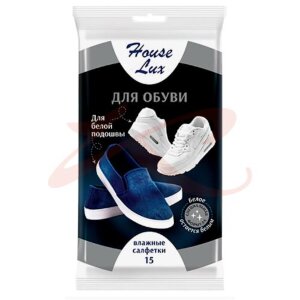 Хаус люкс салфетки влажные №15 д/обуви с белой подошвой. Фото