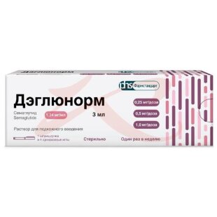 Дэглюнорм раствор для подкожного введения 0,25/0,5/1мг/доза 3мл /в комплекте с иглами - 4шт/. Фото