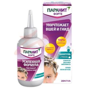 Паранит форте шампунь 100мл усиленная формула с гребнем. Фото