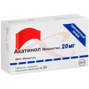 Акатинол мемантин таблетки покрытые пленочной оболочкой 20мг №56. Фото