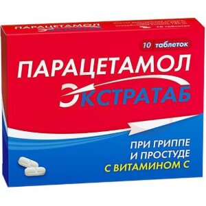 Парацетамол экстратаб таблетки 500мг + 150мг №10. Фото