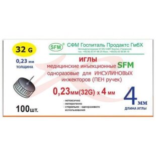 Сфм игла для шприц-ручек №100 32g 0,23х4мм. Фото