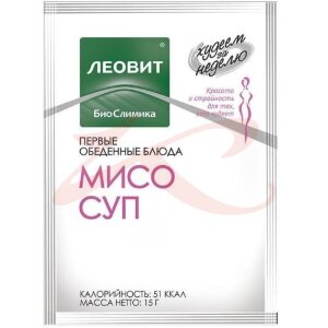 Изображение Леовит худеем за неделю суп мисо 15г. пак. Леовит худеем за неделю суп мисо 15г. пак.. Фото