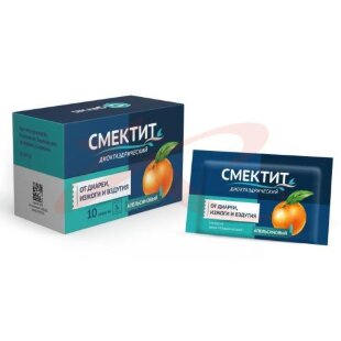 Смектит диоктаэдрический порошок для приготовления суспензии для приема внутрь 3г 3,76г №10 апельсиновый. Фото