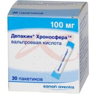 Депакин хроносфера гранулы с пролонгированным высвобождением 100мг №30. Фото
