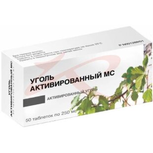 Уголь активированный медисорб таблетки 250мг №50. Фото