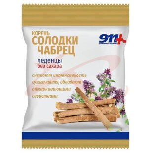 911 ваша служба спасения леденцы без сахара 50г корень солодки, чабрец с вит. с. Фото
