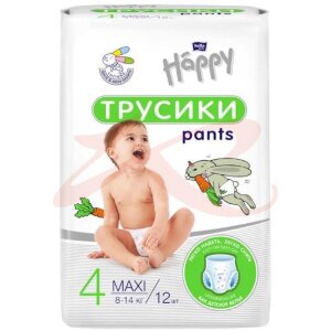 Белла беби хэппи подгузники-трусики для детей №12 р.4 maкси 8-14кг. Фото