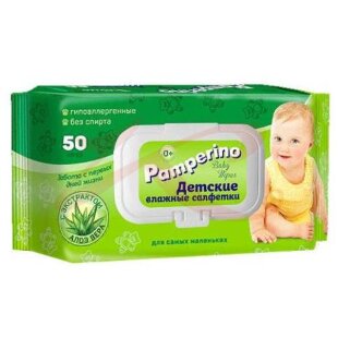 Памперино салфетки влажные детские №50 алоэ вера [pamperino]. Фото