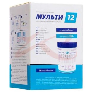 Будьте уверены тест для диагностики иммунохром-12-мульти-экспресс на 12 видов наркотиков по моче. Фото