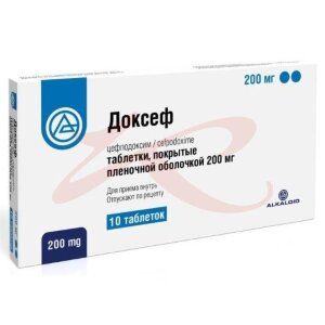 Доксеф таблетки покрытые пленочной оболочкой 200мг №10. Фото
