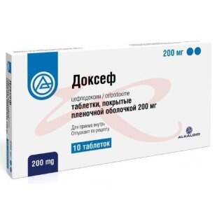 Доксеф таблетки покрытые пленочной оболочкой 200мг №10. Фото