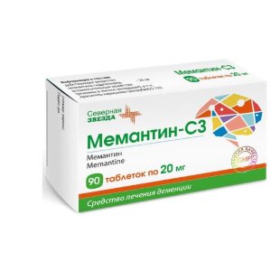 Мемантин-сз таблетки покрытые пленочной оболочкой 20мг №90. Фото
