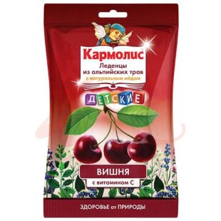 Альпийская карамель леденцы 75г детские витамин с + мед  вкус вишни. Фото