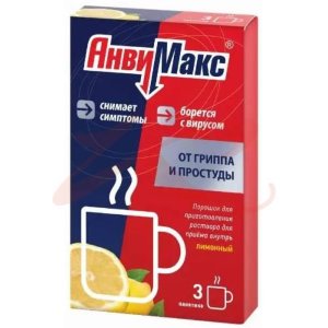 Изображение Анвимакс порошок для приготовления раствора для приема внутрь 5г №3 лимон Анвимакс порошок для приготовления раствора для приема внутрь 5г №3 лимон. Фото