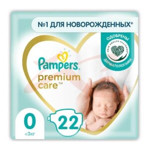 Памперс премиум кэа подгузники детские №22 р.0 до 3кг. Фото