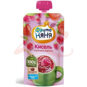 Изображение Фрутоняня кисель 130г клубника + малина 12мес + Фрутоняня кисель 130г клубника + малина 12мес +. Фото