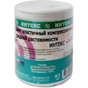 Изображение Интекс бинт эластичный компрессионный ср 10смх5м застежка Интекс бинт эластичный компрессионный ср 10смх5м застежка. Фото
