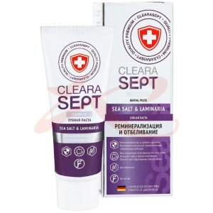 Клерасепт зуб.паста sea salt/laminaria реминер.отбелив.75мл. [clearasept]. Фото
